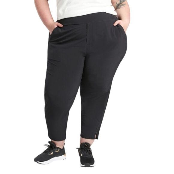 Athleta Plus Size Brooklyn High Waist Ribbed ankle pant black sz 26 - Picture 1 of 13